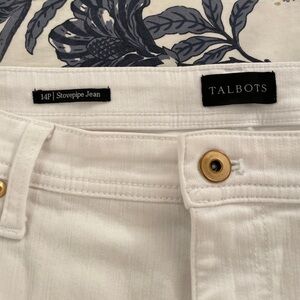 Talbots White Stovepipe Jeans with Gold Accents